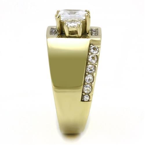 TK3078 - IP Gold(Ion Plating) Stainless Steel Ring with AAA Grade CZ in Clear-3