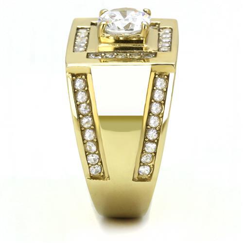 TK3079 - IP Gold(Ion Plating) Stainless Steel Ring with AAA Grade CZ in Clear-3