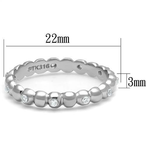 TK3085 - High polished (no plating) Stainless Steel Ring with AAA Grade CZ in Clear-1