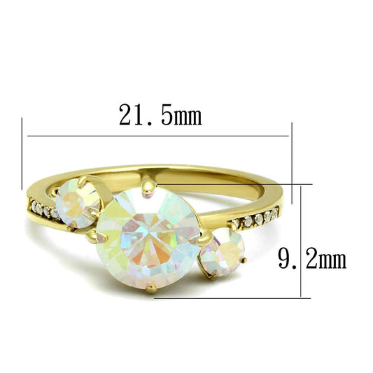 TK3095 - IP Gold(Ion Plating) Stainless Steel Ring with Top Grade Crystal in Multi Color-1