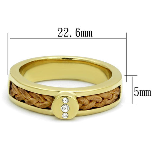 TK3096 - IP Gold(Ion Plating) Stainless Steel Ring with Top Grade Crystal in Clear-1