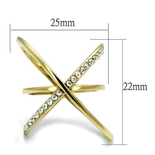 TK3109 - IP Gold(Ion Plating) Stainless Steel Ring with AAA Grade CZ in Clear-1