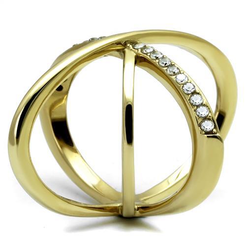 TK3109 - IP Gold(Ion Plating) Stainless Steel Ring with AAA Grade CZ in Clear-3