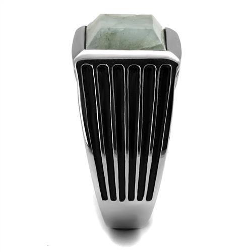 TK3113 - High polished (no plating) Stainless Steel Ring with Synthetic Twinkling in Gray-3