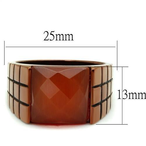 TK3114 - IP Coffee light Stainless Steel Ring with Semi-Precious Cat Eye in Orange-1