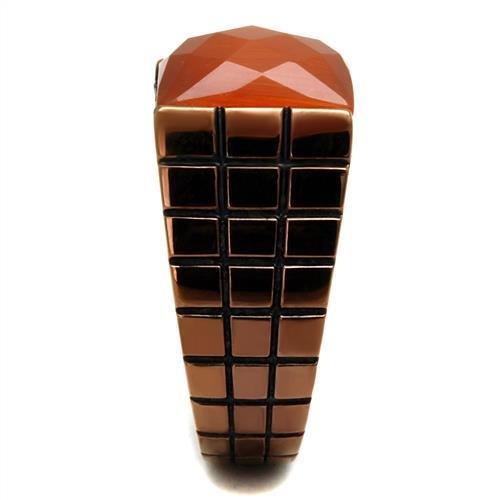 TK3114 - IP Coffee light Stainless Steel Ring with Semi-Precious Cat Eye in Orange-3
