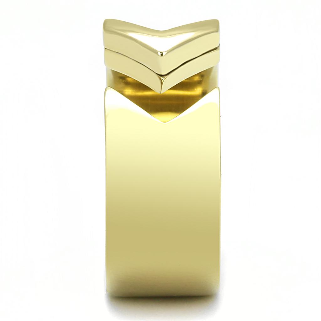 TK3120 - IP Gold(Ion Plating) Stainless Steel Ring with No Stone-3