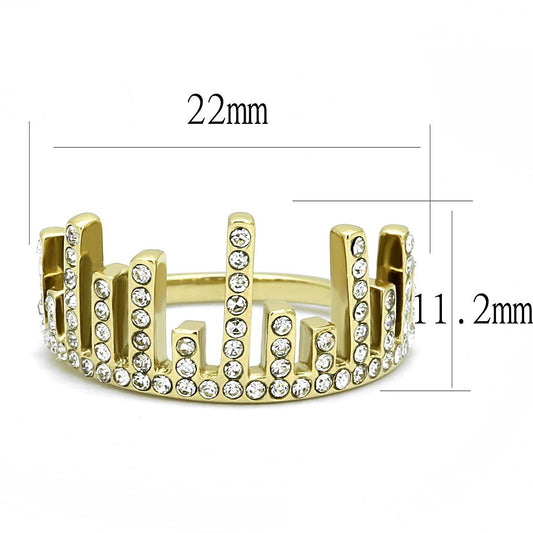 TK3129 - IP Gold(Ion Plating) Stainless Steel Ring with Top Grade Crystal in Clear-1