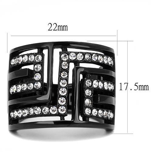 TK3134 - IP Light Black (IP Gun) Stainless Steel Ring with Top Grade Crystal in Clear-1