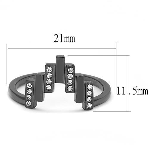 TK3135 - IP Light Black (IP Gun) Stainless Steel Ring with Top Grade Crystal in Clear-1