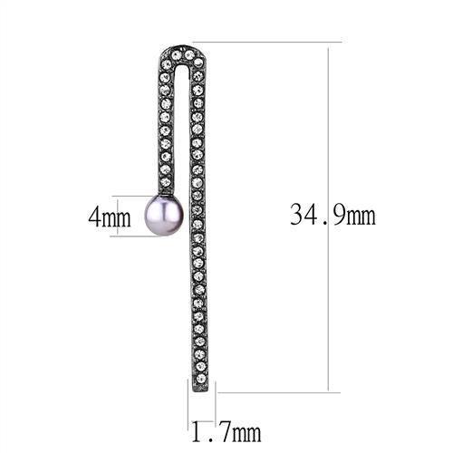 TK3161 - IP Light Black (IP Gun) Stainless Steel Earrings with Synthetic Pearl in Light Amethyst-1