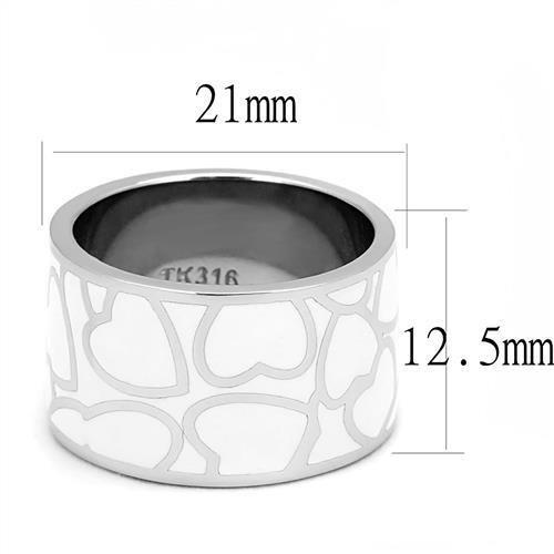 TK3172 - High polished (no plating) Stainless Steel Ring with Epoxy in White-1