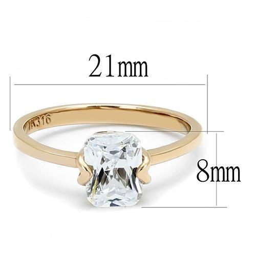 TK3179 - IP Rose Gold(Ion Plating) Stainless Steel Ring with AAA Grade CZ in Clear-1