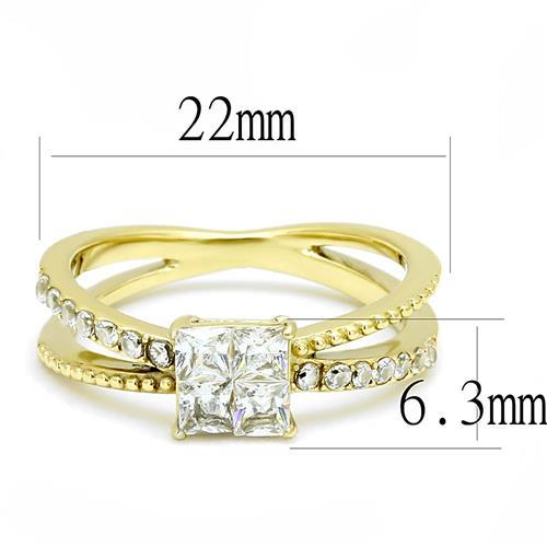 TK3181 - IP Gold(Ion Plating) Stainless Steel Ring with AAA Grade CZ in Clear-1