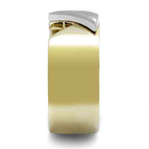 TK3184 - Two-Tone IP Gold (Ion Plating) Stainless Steel Ring with No Stone-3