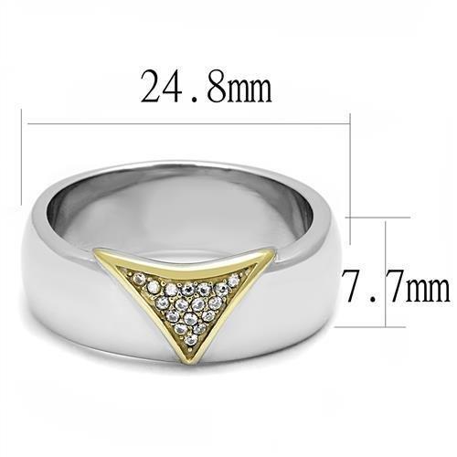 TK3187 - Two-Tone IP Gold (Ion Plating) Stainless Steel Ring with AAA Grade CZ in Clear-1