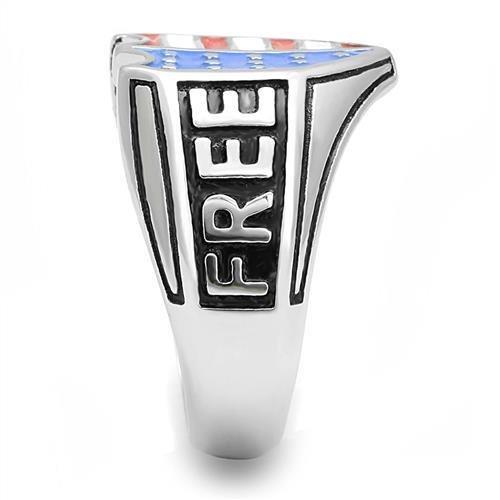 TK3192 - High polished (no plating) Stainless Steel Ring with Epoxy in Multi Color-4