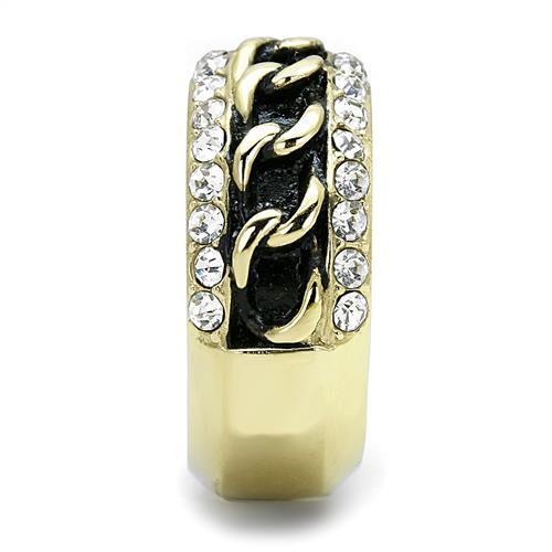 TK3196 - IP Gold(Ion Plating) Stainless Steel Ring with Top Grade Crystal in Clear-3