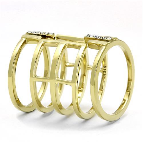 TK3198 - IP Gold(Ion Plating) Stainless Steel Ring with Top Grade Crystal in Clear-3