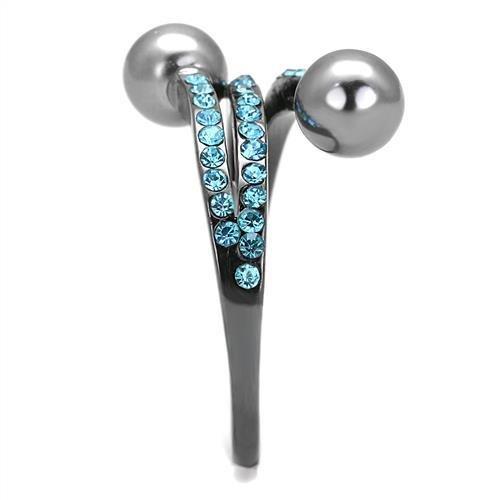 TK3204 - IP Light Black (IP Gun) Stainless Steel Ring with Synthetic Pearl in Gray-3