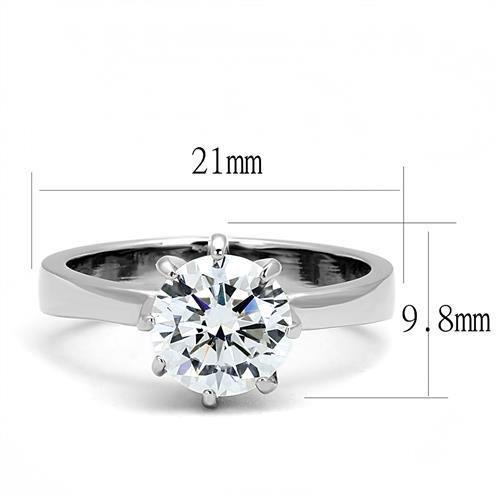 TK3208 - High polished (no plating) Stainless Steel Ring with AAA Grade CZ in Clear-1