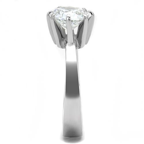 TK3208 - High polished (no plating) Stainless Steel Ring with AAA Grade CZ in Clear-3