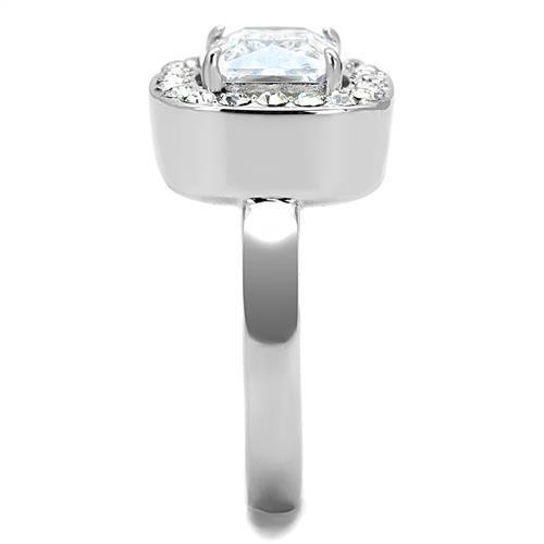 TK3209 - High polished (no plating) Stainless Steel Ring with AAA Grade CZ in Clear-3
