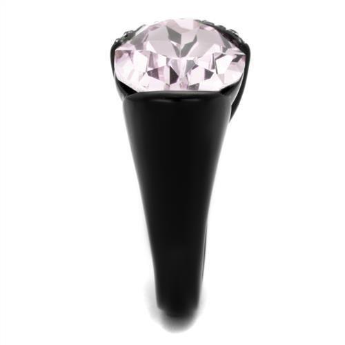 TK3213 - IP Black(Ion Plating) Stainless Steel Ring with Top Grade Crystal in Light Amethyst-3