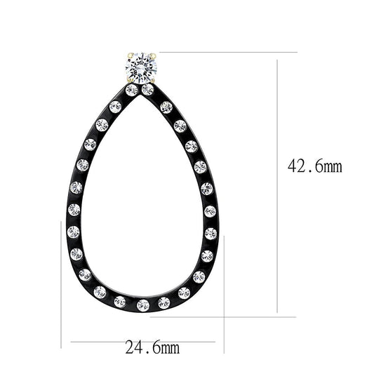 TK3215 - IP Gold+ IP Black (Ion Plating) Stainless Steel Earrings with AAA Grade CZ in Clear-1
