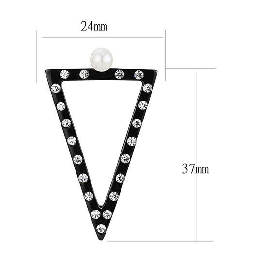 TK3216 - IP Gold+ IP Black (Ion Plating) Stainless Steel Earrings with Synthetic Pearl in White-1