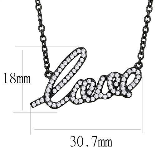 TK3217 - IP Black(Ion Plating) Stainless Steel Chain Pendant with AAA Grade CZ in Clear-1