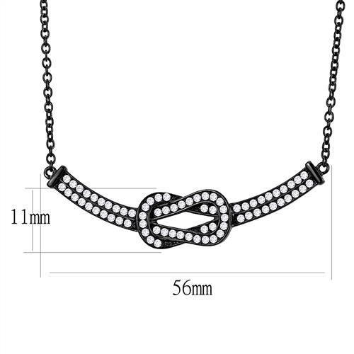 TK3219 - IP Black(Ion Plating) Stainless Steel Chain Pendant with AAA Grade CZ in Clear-1