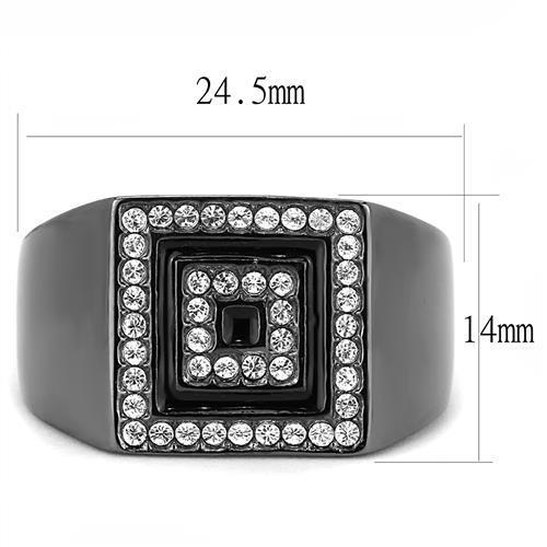 TK3220 - IP Light Black (IP Gun) Stainless Steel Ring with Top Grade Crystal in Clear-1