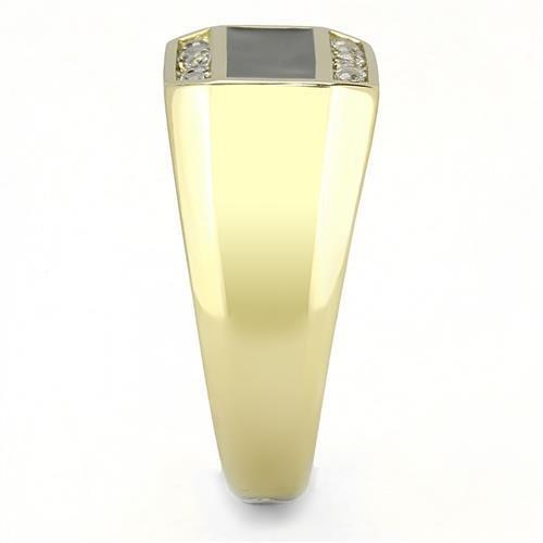 TK3222 - IP Gold(Ion Plating) Stainless Steel Ring with AAA Grade CZ in Clear-3
