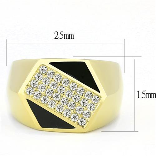 TK3224 - IP Gold(Ion Plating) Stainless Steel Ring with Top Grade Crystal in Clear-1