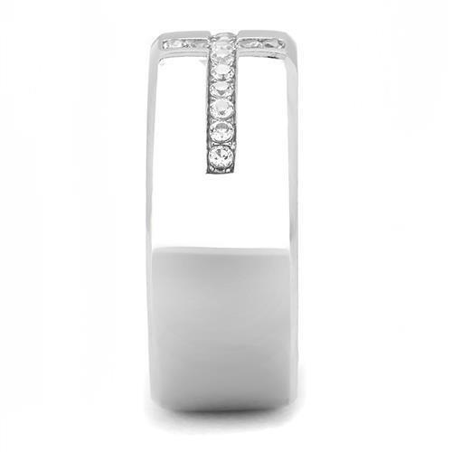TK3225 - High polished (no plating) Stainless Steel Ring with AAA Grade CZ in Clear-3
