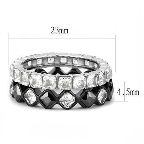 TK3231 - Two-Tone IP Black (Ion Plating) Stainless Steel Ring with AAA Grade CZ in Black Diamond-1