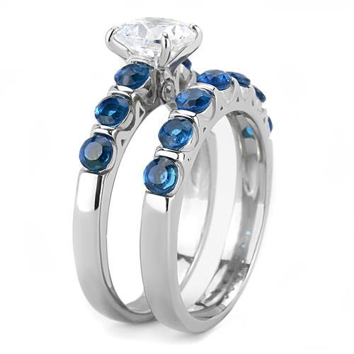 TK3235 - High polished (no plating) Stainless Steel Ring with AAA Grade CZ in Clear-3