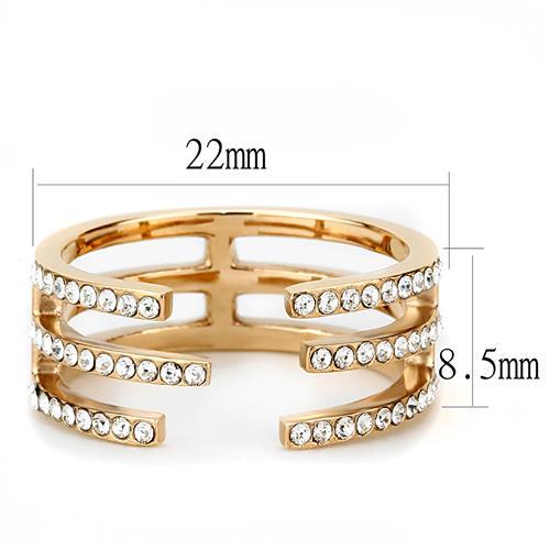 TK3236 - IP Rose Gold(Ion Plating) Stainless Steel Ring with Top Grade Crystal in Clear-1