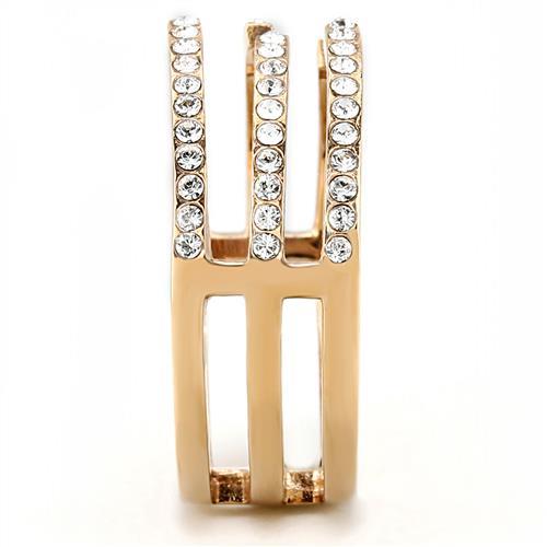 TK3236 - IP Rose Gold(Ion Plating) Stainless Steel Ring with Top Grade Crystal in Clear-3