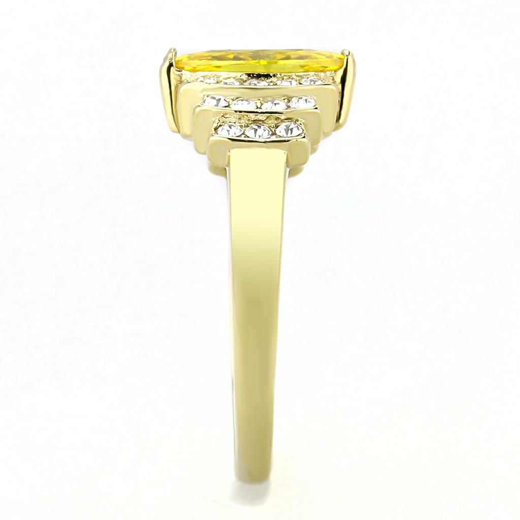 TK3239 - IP Gold(Ion Plating) Stainless Steel Ring with AAA Grade CZ in Topaz-3