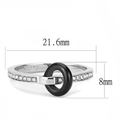 TK3241 - High polished (no plating) Stainless Steel Ring with Top Grade Crystal in Clear-1
