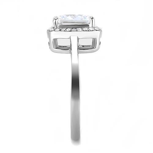TK3242 - High polished (no plating) Stainless Steel Ring with AAA Grade CZ in Clear-3