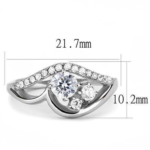 TK3243 - High polished (no plating) Stainless Steel Ring with AAA Grade CZ in Clear-1
