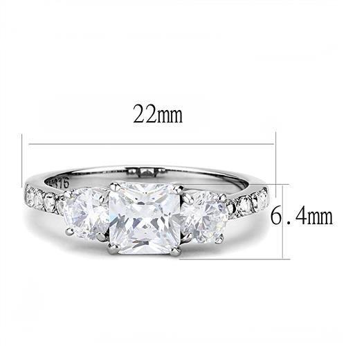 TK3246 - High polished (no plating) Stainless Steel Ring with AAA Grade CZ in Clear-1
