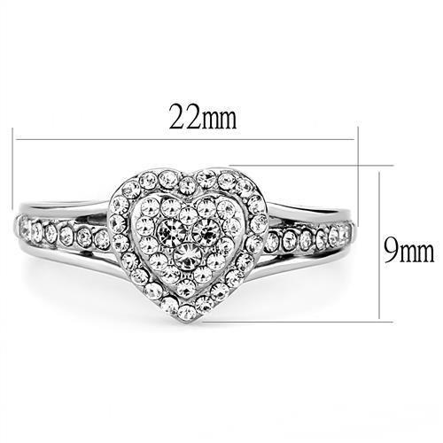 TK3249 - High polished (no plating) Stainless Steel Ring with Top Grade Crystal in Clear-1