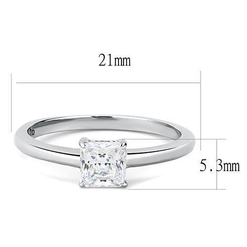 TK3250 - High polished (no plating) Stainless Steel Ring with AAA Grade CZ in Clear-1