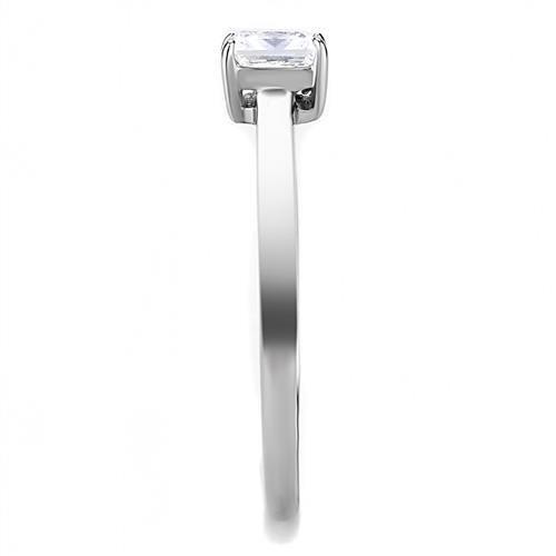 TK3250 - High polished (no plating) Stainless Steel Ring with AAA Grade CZ in Clear-3