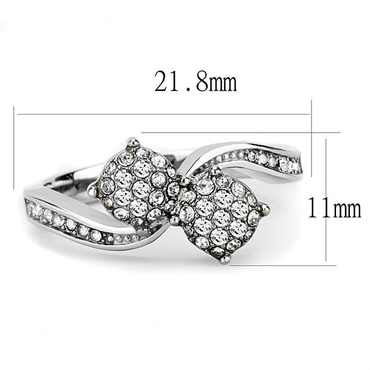 TK3255 - High polished (no plating) Stainless Steel Ring with Top Grade Crystal in Clear-1
