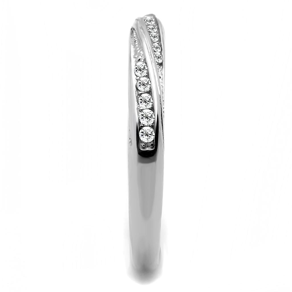 TK3259 - High polished (no plating) Stainless Steel Ring with AAA Grade CZ in Clear-3